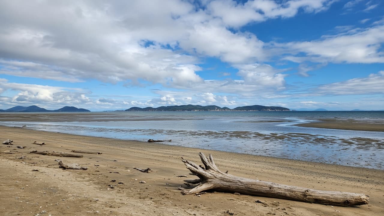 Wide tidal beach on the Pacific