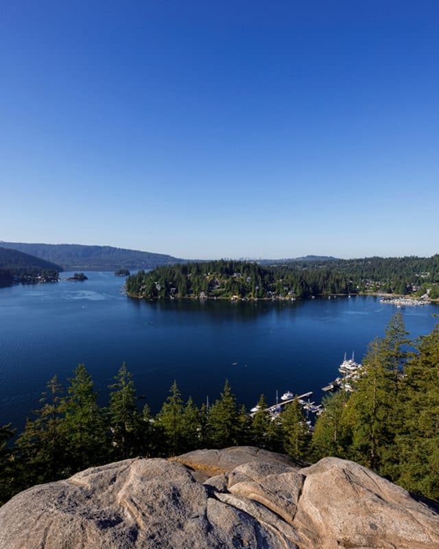 Indian Arm from Quarry Rock, with Deep Cove and the marina below