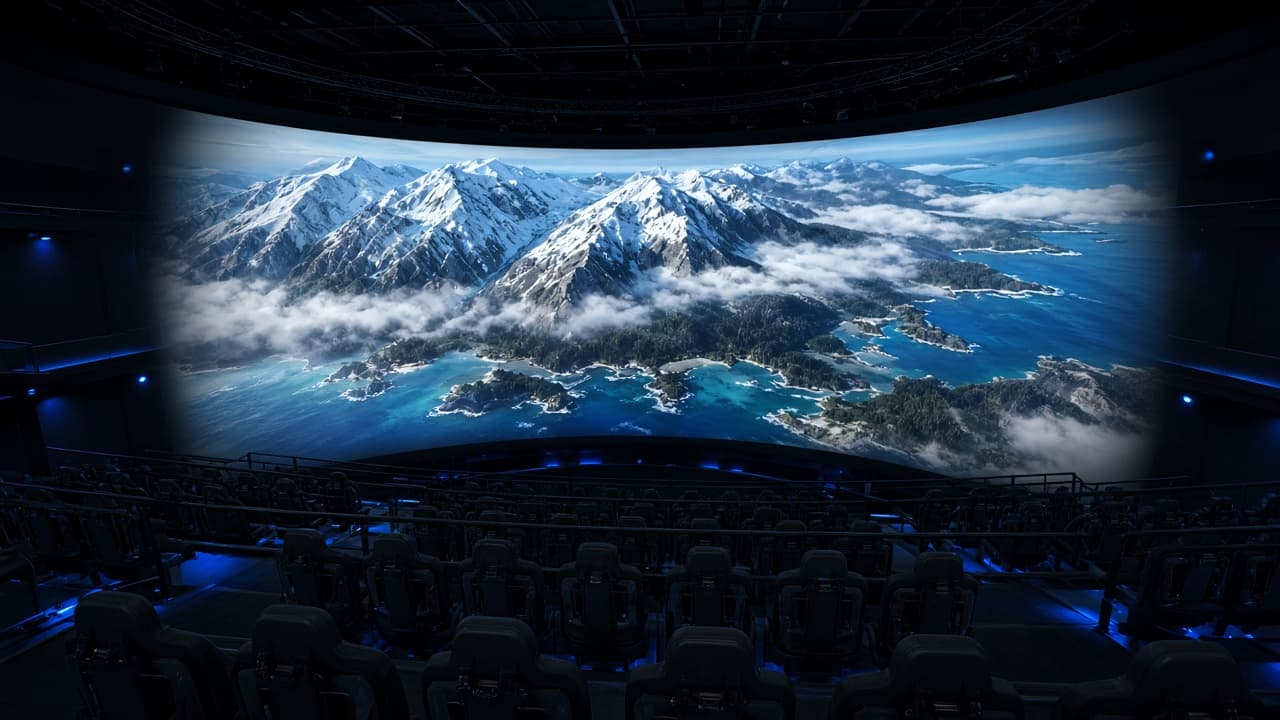 Aerial view over mountains and coast