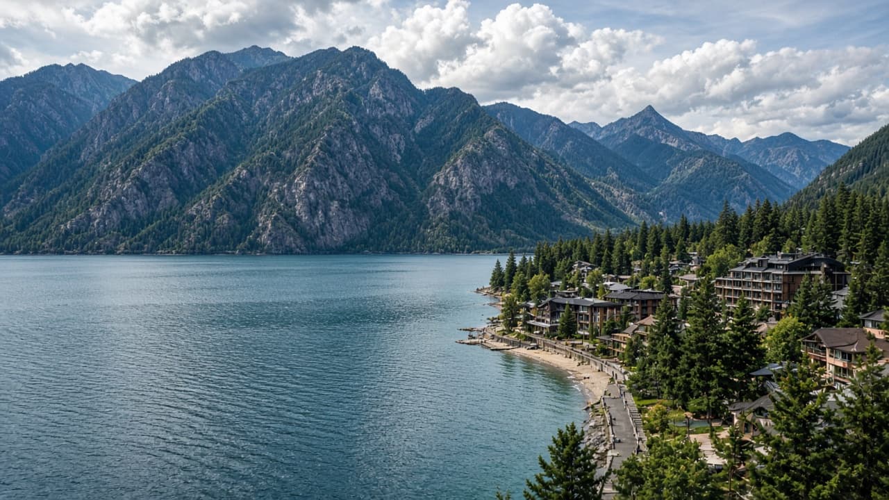 Mountain lake shoreline