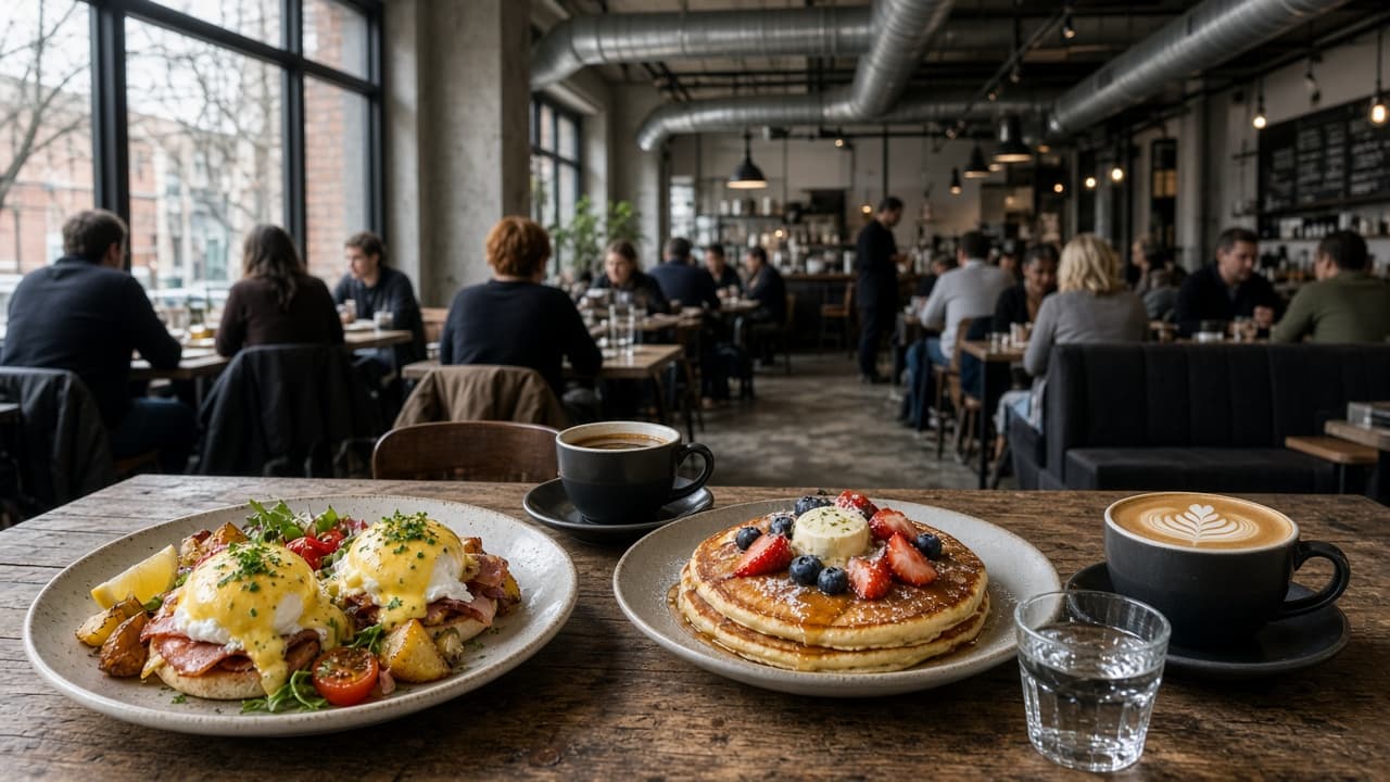A table of brunch dishes