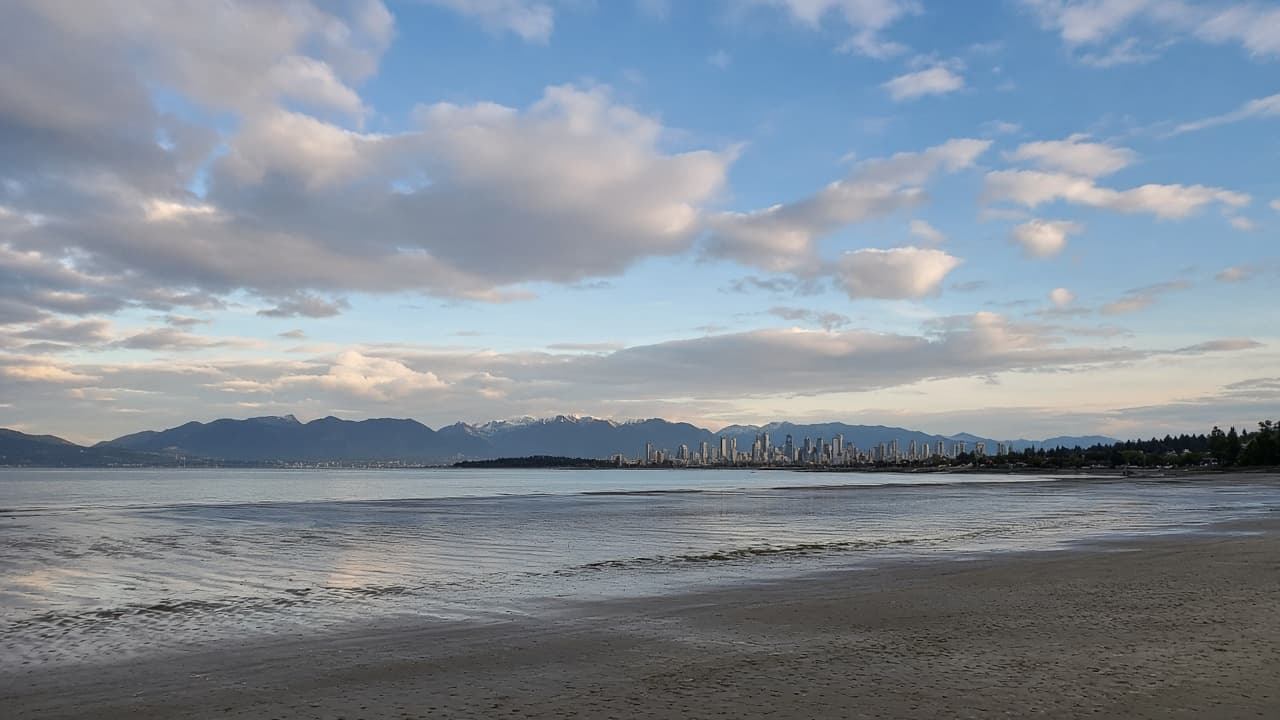 Sandy beach stretching toward the horizon