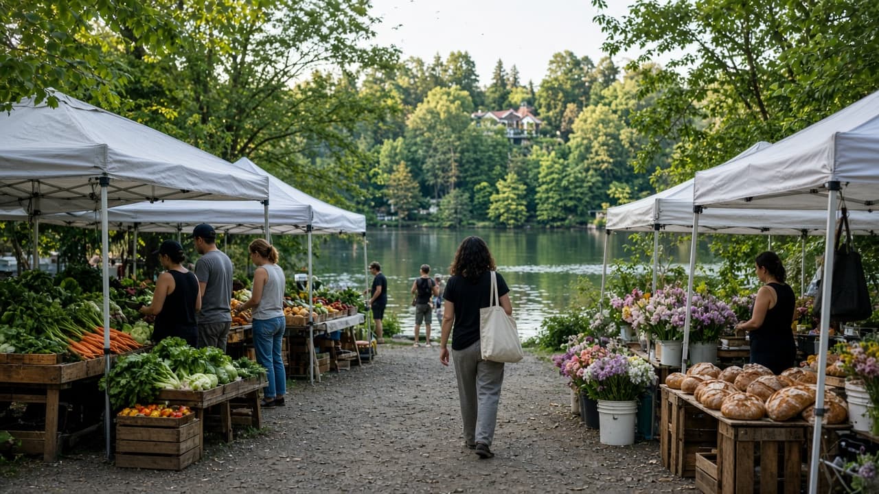 Fresh produce at an outdoor farmers market