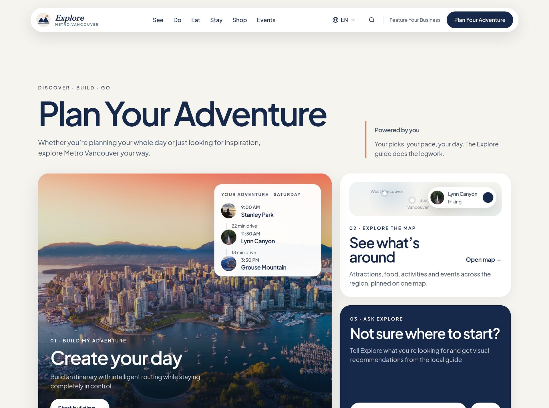 Plan Your Adventure: Create your day, the map, and Ask Explore