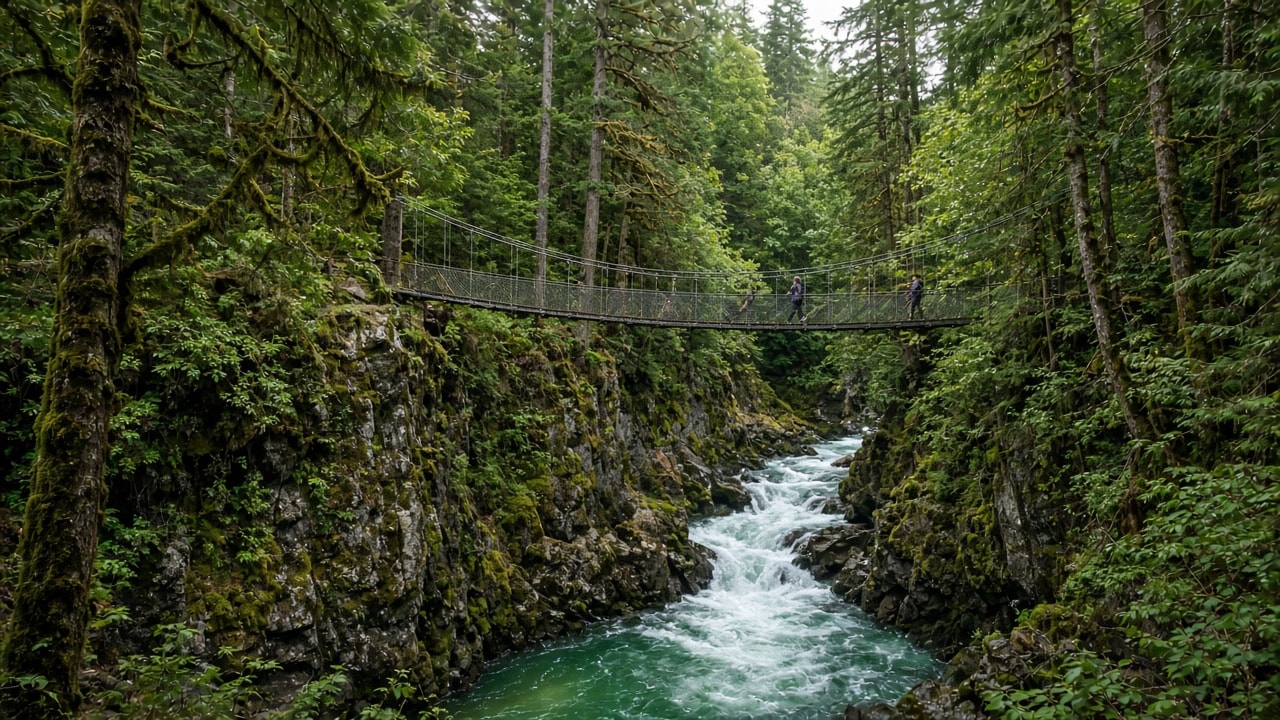Lynn Canyon suspension bridge over the canyon