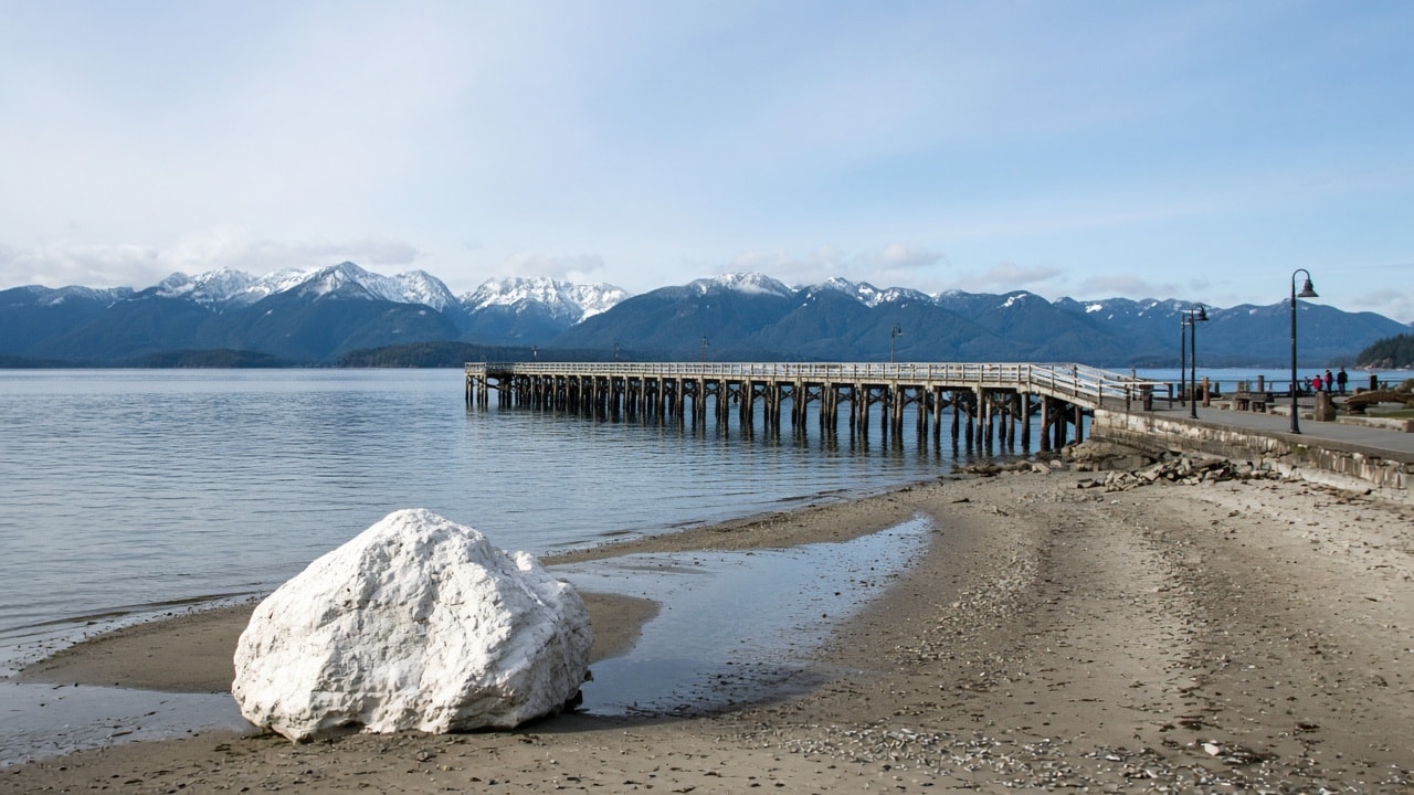White Rock Pier and the white rock on the beach