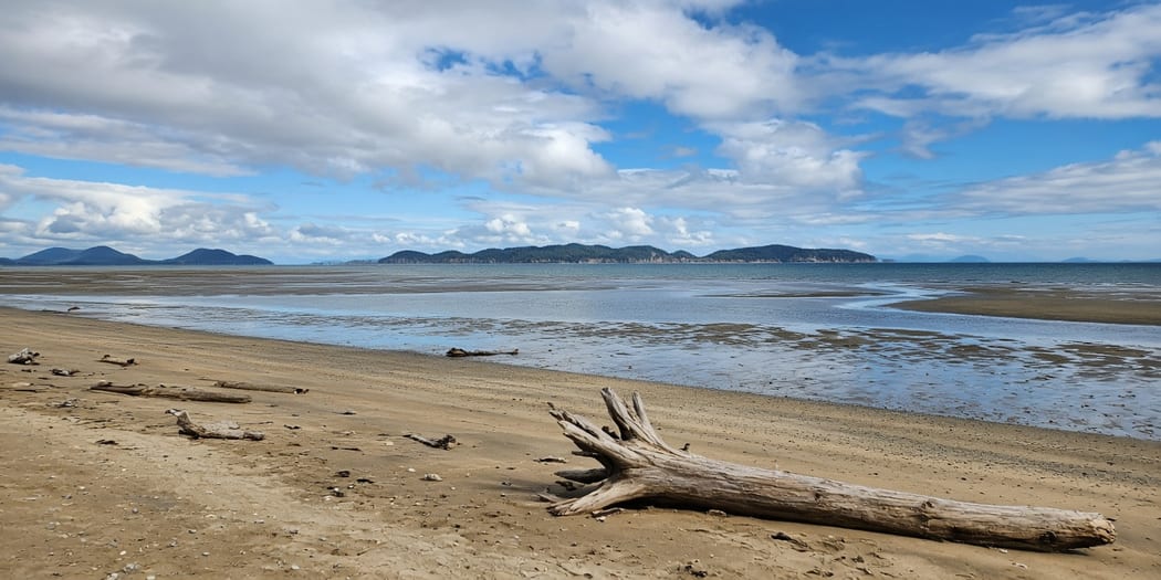 Wide tidal beach on the Pacific