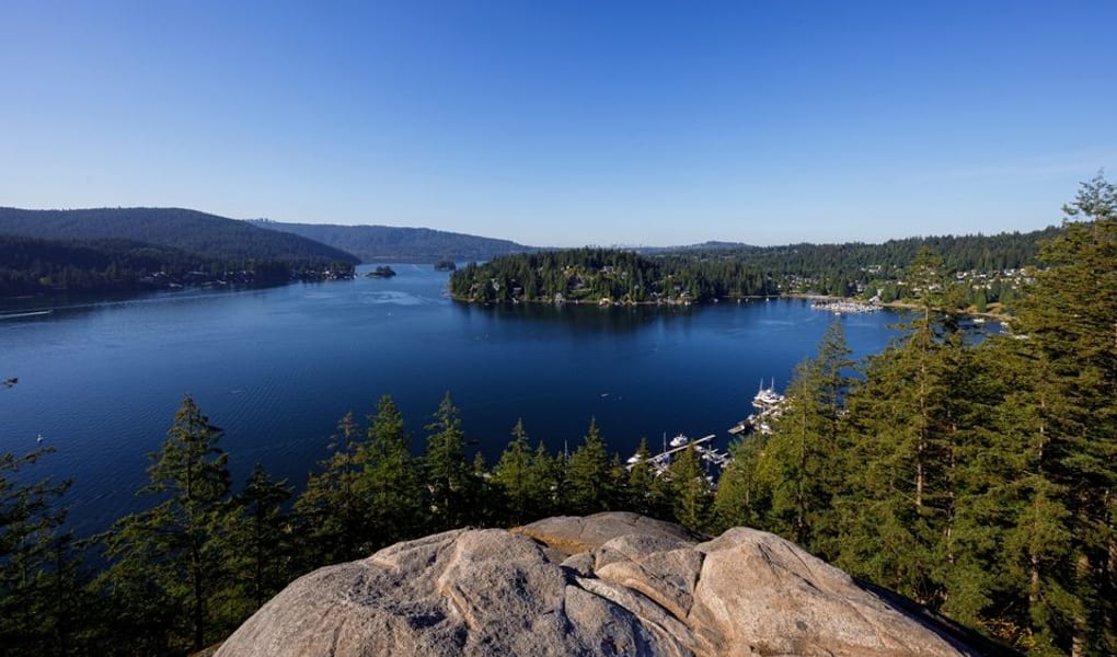 Indian Arm from Quarry Rock, with Deep Cove and the marina below