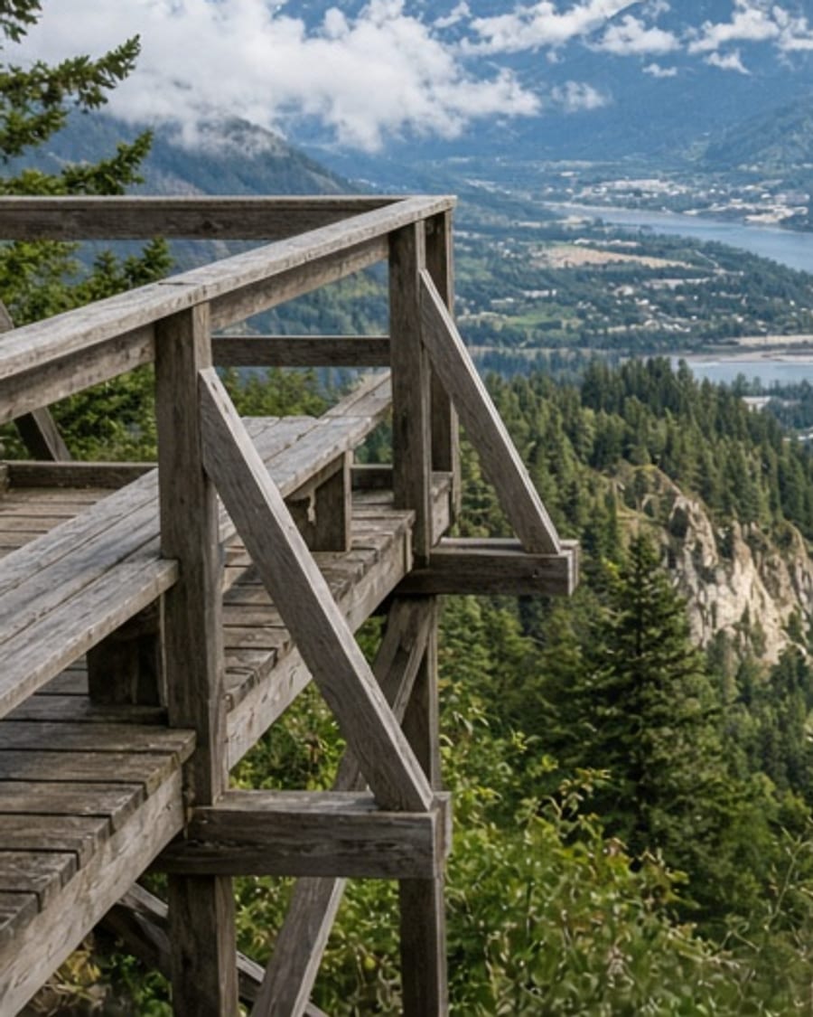 Mountain viewpoint above a valley town
