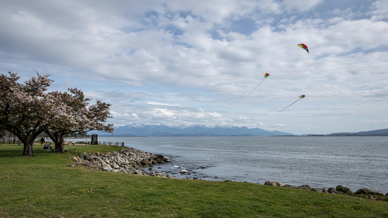 Open coastal park and sky