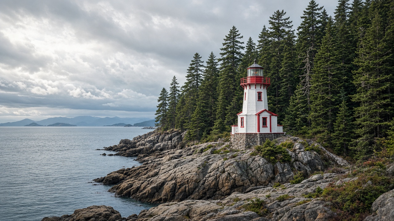 Coastal forest meeting the water at Lighthouse Park