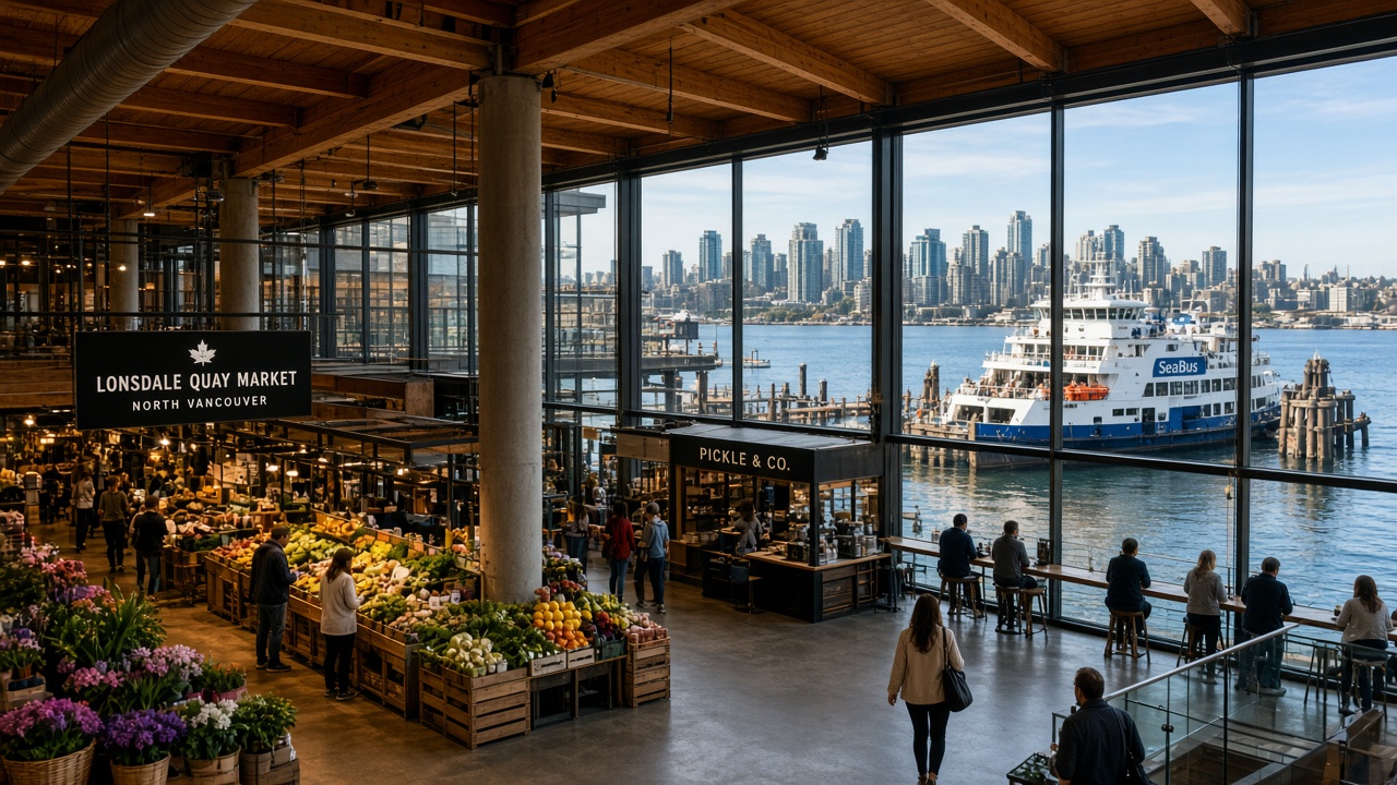 Waterfront market shops