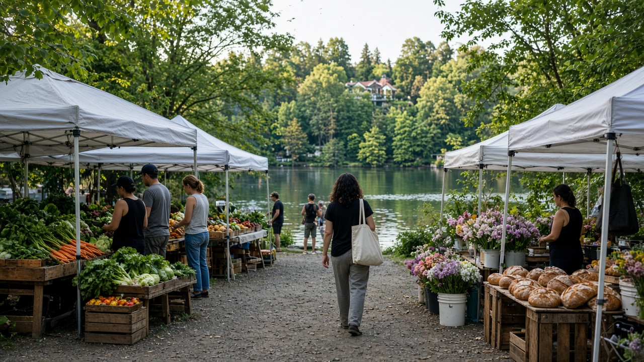 Fresh produce at an outdoor farmers market