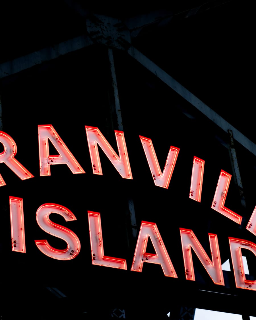 Granville Island from the air, under the Granville Street Bridge