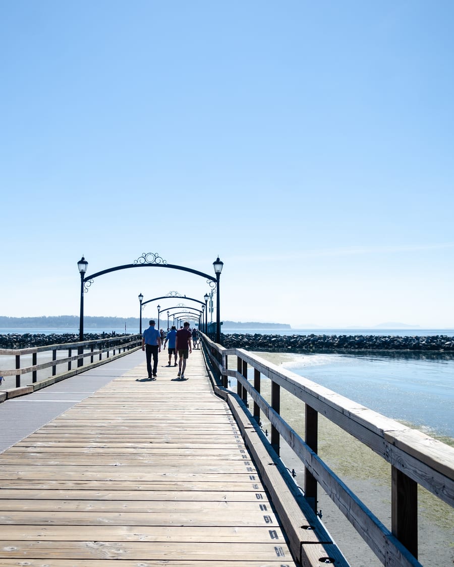 Coastal pier stretching into the bay