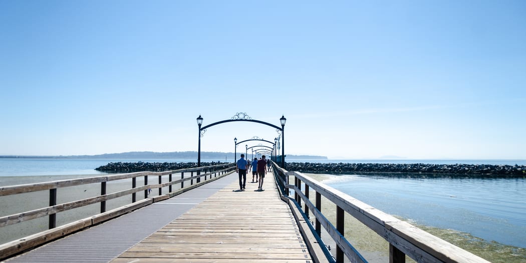 Coastal pier stretching into the bay