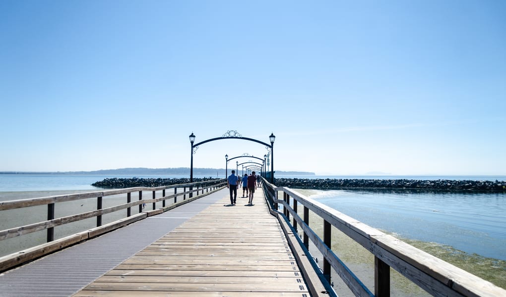 Coastal pier stretching into the bay
