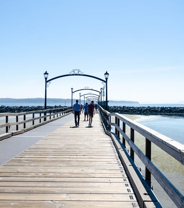 Coastal pier stretching into the bay