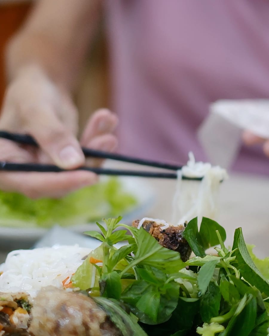 Vietnamese dishes with herbs