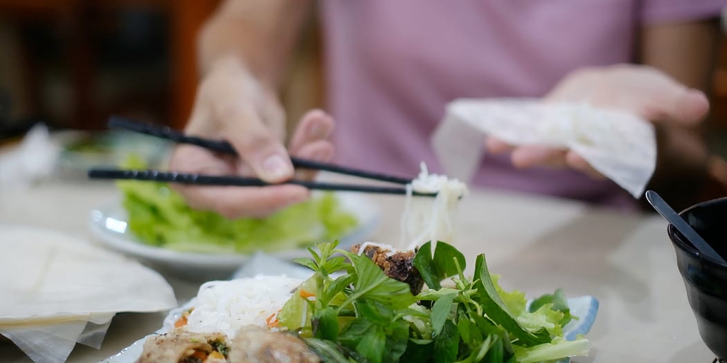 Vietnamese dishes with herbs