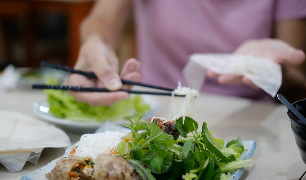 Vietnamese dishes with herbs