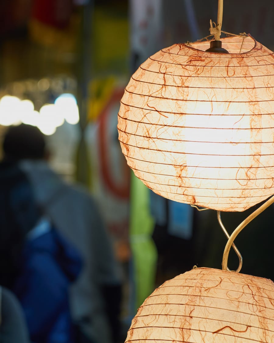 Night market food stalls