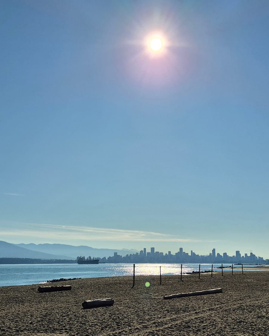 Sandy beach stretching toward the horizon