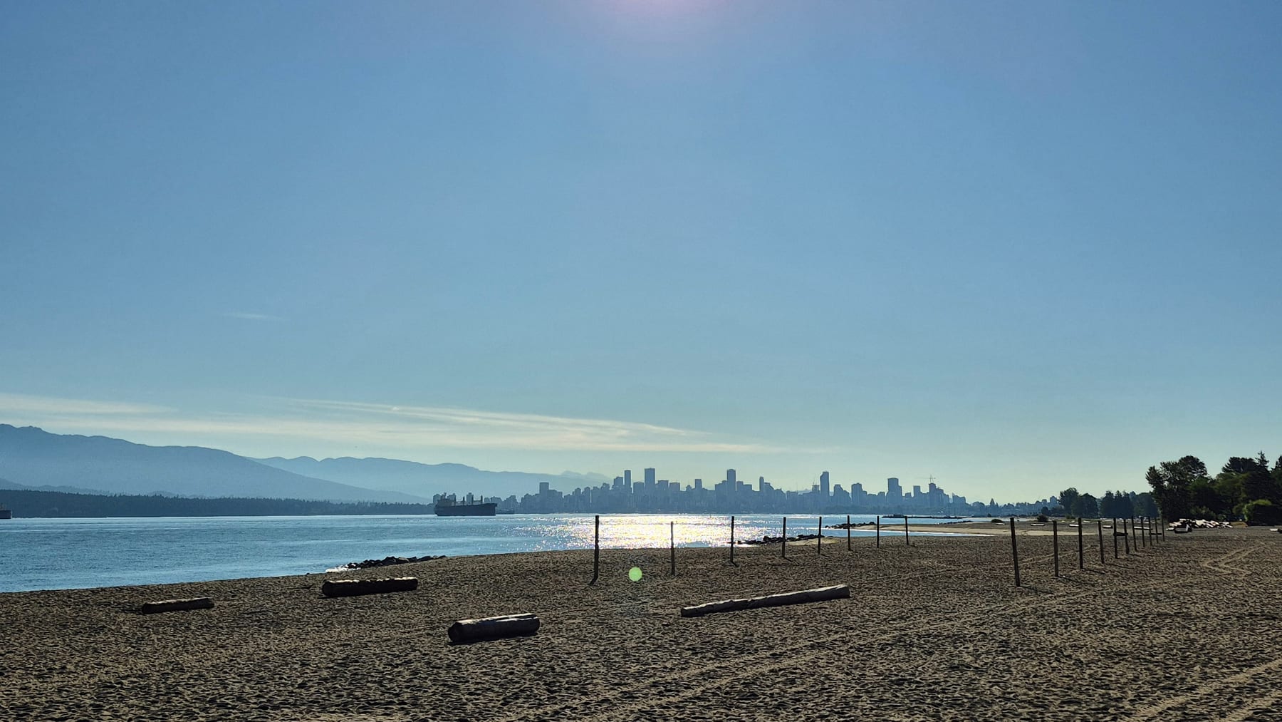 Sandy beach stretching toward the horizon