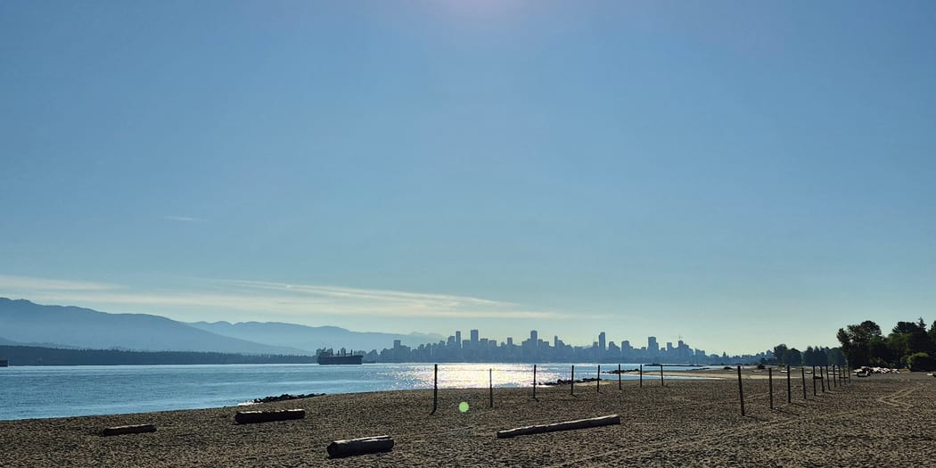 Sandy beach stretching toward the horizon