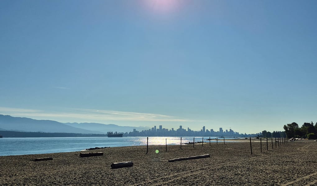 Sandy beach stretching toward the horizon